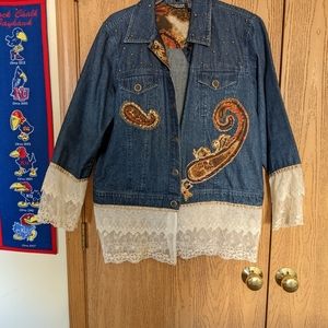 Vintage New Direction Jean Jacket w/ French lace